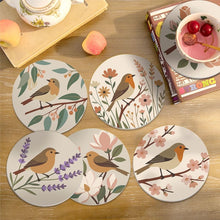 Carica l'immagine nel visualizzatore di Gallery, Set di 6 Sottobicchieri da Dipingere con i numeri (10cm diametro) - Canto tra i fiori