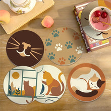 Carica l'immagine nel visualizzatore di Gallery, Set di 6 Sottobicchieri da Dipingere con i numeri (10cm diametro) - Vita da gatto