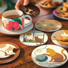 Carica l'immagine nel visualizzatore di Gallery, Set di 6 Sottobicchieri da Dipingere con i numeri (10cm diametro) - Vita da gatto