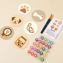 Carica l'immagine nel visualizzatore di Gallery, Set di 6 Sottobicchieri da Dipingere con i numeri (10cm diametro) - Il Mondo dei Cuccioli