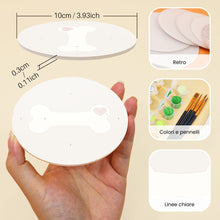 Carica l'immagine nel visualizzatore di Gallery, Set di 6 Sottobicchieri da Dipingere con i numeri (10cm diametro) - Il Mondo dei Cuccioli