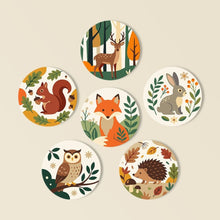Carica l'immagine nel visualizzatore di Gallery, Set di 6 Sottobicchieri da Dipingere con i numeri (10cm diametro) - Amici del Bosco Figured'Art