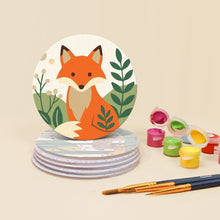 Carica l'immagine nel visualizzatore di Gallery, Set di 6 Sottobicchieri da Dipingere con i numeri (10cm diametro) - Amici del Bosco