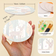 Carica l'immagine nel visualizzatore di Gallery, Set di 6 Sottobicchieri da Dipingere con i numeri (10cm diametro) - Amici del Bosco