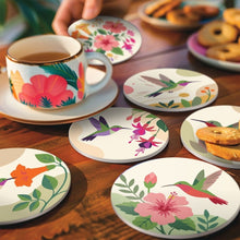 Carica l'immagine nel visualizzatore di Gallery, Set di 6 Sottobicchieri da Dipingere con i numeri (10cm diametro) - Danza dei Colibrì