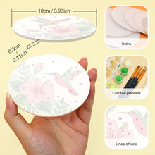 Carica l'immagine nel visualizzatore di Gallery, Set di 6 Sottobicchieri da Dipingere con i numeri (10cm diametro) - Danza dei Colibrì