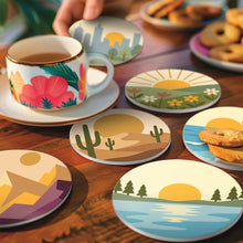 Carica l'immagine nel visualizzatore di Gallery, Set di 6 Sottobicchieri da Dipingere con i numeri (10cm diametro) - Orizzonti Naturali