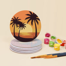 Carica l'immagine nel visualizzatore di Gallery, Set di 6 Sottobicchieri da Dipingere con i numeri (10cm diametro) - Orizzonti al tramonto