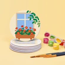 Carica l'immagine nel visualizzatore di Gallery, Set di 6 Sottobicchieri da Dipingere con i numeri (10cm diametro) - Finestre Incantate