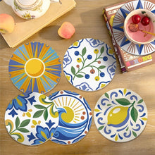 Carica l'immagine nel visualizzatore di Gallery, Set di 6 Sottobicchieri da Dipingere con i numeri (10cm diametro) - Motivi Mediterranei