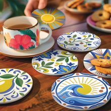 Carica l'immagine nel visualizzatore di Gallery, Set di 6 Sottobicchieri da Dipingere con i numeri (10cm diametro) - Motivi Mediterranei