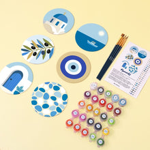 Carica l'immagine nel visualizzatore di Gallery, Set di 6 Sottobicchieri da Dipingere con i numeri (10cm diametro) - Estate in Grecia