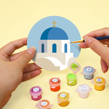 Carica l'immagine nel visualizzatore di Gallery, Set di 6 Sottobicchieri da Dipingere con i numeri (10cm diametro) - Estate in Grecia