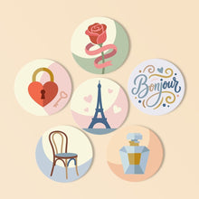 Carica l'immagine nel visualizzatore di Gallery, Set di 6 Sottobicchieri da Dipingere con i numeri (10cm diametro) - Bonjour Paris Figured'Art