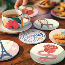 Carica l'immagine nel visualizzatore di Gallery, Set di 6 Sottobicchieri da Dipingere con i numeri (10cm diametro) - Bonjour Paris