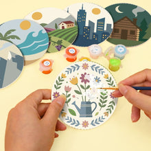 Carica l'immagine nel visualizzatore di Gallery, Set di 6 Sottobicchieri da Dipingere con i numeri (10cm diametro) - Orizzonti Incantati
