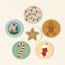 Carica l'immagine nel visualizzatore di Gallery, Set di 6 Sottobicchieri da Dipingere con i numeri (10cm diametro) - Magia di Natale Figured'Art