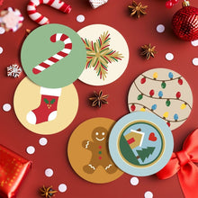 Carica l'immagine nel visualizzatore di Gallery, Set di 6 Sottobicchieri da Dipingere con i numeri (10cm diametro) - Magia di Natale