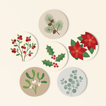 Carica l'immagine nel visualizzatore di Gallery, Set di 6 Sottobicchieri da Dipingere con i numeri (10cm diametro) - Fogliame festivo Figured'Art