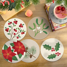 Carica l'immagine nel visualizzatore di Gallery, Set di 6 Sottobicchieri da Dipingere con i numeri (10cm diametro) - Fogliame festivo