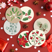 Carica l'immagine nel visualizzatore di Gallery, Set di 6 Sottobicchieri da Dipingere con i numeri (10cm diametro) - Fogliame festivo