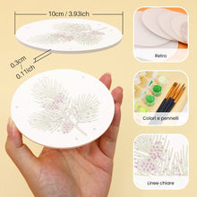 Carica l'immagine nel visualizzatore di Gallery, Set di 6 Sottobicchieri da Dipingere con i numeri (10cm diametro) - Fogliame festivo