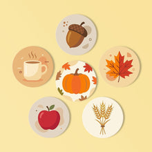 Carica l'immagine nel visualizzatore di Gallery, Set di 6 Sottobicchieri da Dipingere con i numeri (10cm diametro) - Autunno accogliente Figured'Art