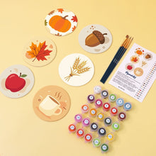 Carica l'immagine nel visualizzatore di Gallery, Set di 6 Sottobicchieri da Dipingere con i numeri (10cm diametro) - Autunno accogliente