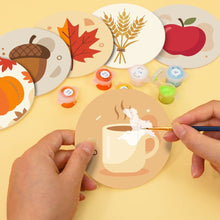 Carica l'immagine nel visualizzatore di Gallery, Set di 6 Sottobicchieri da Dipingere con i numeri (10cm diametro) - Autunno accogliente