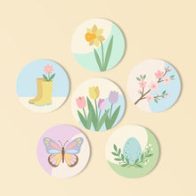 Carica l'immagine nel visualizzatore di Gallery, Set di 6 Sottobicchieri da Dipingere con i numeri (10cm diametro) - Fiori di primavera Figured'Art