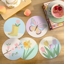Carica l'immagine nel visualizzatore di Gallery, Set di 6 Sottobicchieri da Dipingere con i numeri (10cm diametro) - Fiori di primavera