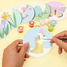 Carica l'immagine nel visualizzatore di Gallery, Set di 6 Sottobicchieri da Dipingere con i numeri (10cm diametro) - Fiori di primavera