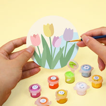 Carica l'immagine nel visualizzatore di Gallery, Set di 6 Sottobicchieri da Dipingere con i numeri (10cm diametro) - Fiori di primavera
