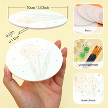 Carica l'immagine nel visualizzatore di Gallery, Set di 6 Sottobicchieri da Dipingere con i numeri (10cm diametro) - Fiori di primavera