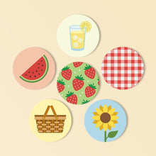 Carica l'immagine nel visualizzatore di Gallery, Set di 6 Sottobicchieri da Dipingere con i numeri (10cm diametro) - Picnic estivo Figured'Art