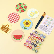 Carica l'immagine nel visualizzatore di Gallery, Set di 6 Sottobicchieri da Dipingere con i numeri (10cm diametro) - Picnic estivo