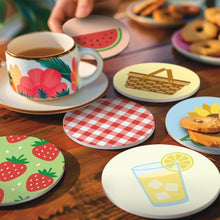 Carica l'immagine nel visualizzatore di Gallery, Set di 6 Sottobicchieri da Dipingere con i numeri (10cm diametro) - Picnic estivo