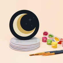 Carica l'immagine nel visualizzatore di Gallery, Set di 6 Sottobicchieri da Dipingere con i numeri (10cm diametro) - Magia di Halloween