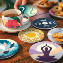 Carica l'immagine nel visualizzatore di Gallery, Set di 6 Sottobicchieri da Dipingere con i numeri (10cm diametro) - Equilibrio zen
