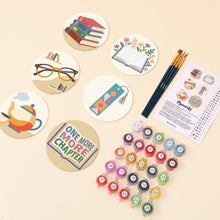 Carica l'immagine nel visualizzatore di Gallery, Set di 6 Sottobicchieri da Dipingere con i numeri (10cm diametro) - Book Lover