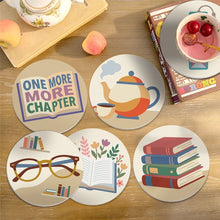 Carica l'immagine nel visualizzatore di Gallery, Set di 6 Sottobicchieri da Dipingere con i numeri (10cm diametro) - Book Lover