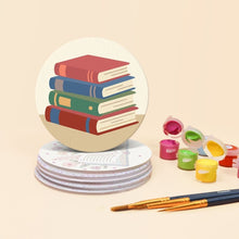 Carica l'immagine nel visualizzatore di Gallery, Set di 6 Sottobicchieri da Dipingere con i numeri (10cm diametro) - Book Lover