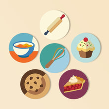 Carica l'immagine nel visualizzatore di Gallery, Set di 6 Sottobicchieri da Dipingere con i numeri (10cm diametro) - Amanti dei dessert Figured'Art