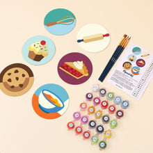 Carica l'immagine nel visualizzatore di Gallery, Set di 6 Sottobicchieri da Dipingere con i numeri (10cm diametro) - Amanti dei dessert