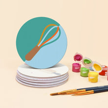 Carica l'immagine nel visualizzatore di Gallery, Set di 6 Sottobicchieri da Dipingere con i numeri (10cm diametro) - Amanti dei dessert