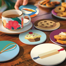 Carica l'immagine nel visualizzatore di Gallery, Set di 6 Sottobicchieri da Dipingere con i numeri (10cm diametro) - Amanti dei dessert