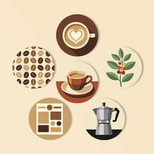 Carica l'immagine nel visualizzatore di Gallery, Set di 6 Sottobicchieri da Dipingere con i numeri (10cm diametro) - Pausa caffè Figured'Art