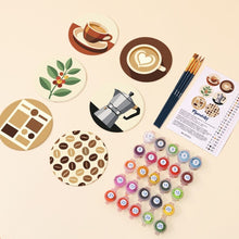 Carica l'immagine nel visualizzatore di Gallery, Set di 6 Sottobicchieri da Dipingere con i numeri (10cm diametro) - Pausa caffè
