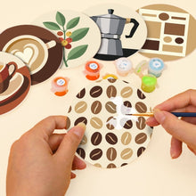 Carica l'immagine nel visualizzatore di Gallery, Set di 6 Sottobicchieri da Dipingere con i numeri (10cm diametro) - Pausa caffè