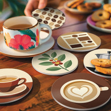 Carica l'immagine nel visualizzatore di Gallery, Set di 6 Sottobicchieri da Dipingere con i numeri (10cm diametro) - Pausa caffè